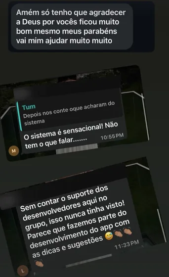 Mensagem de um músico contando como usa o GDrums