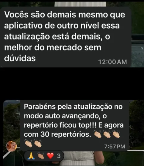 Mensagem de um músico contando como usa o GDrums