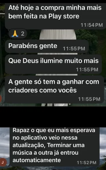 Mensagem de um músico contando como usa o GDrums