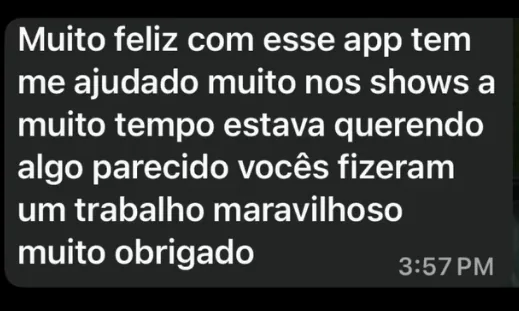 Mensagem de um músico contando como usa o GDrums